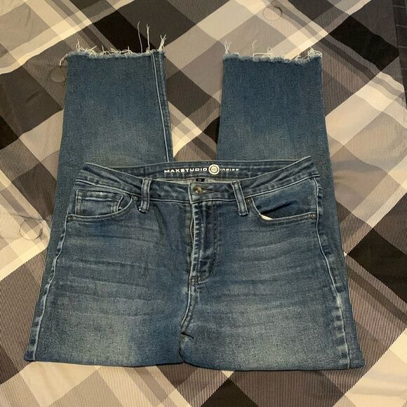 Max Studio Indigo Jeans Sz 10 high waters capri - Picture 1 of 11